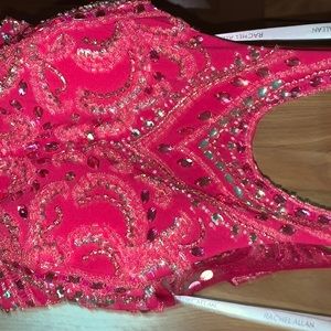 fuschia Pink Prom dress with rhinestone,, Size 4, Branded dress by Rachel Allan